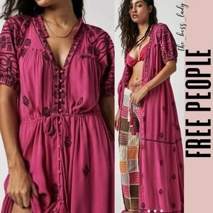 Free People maxi dress embroidered floral riley